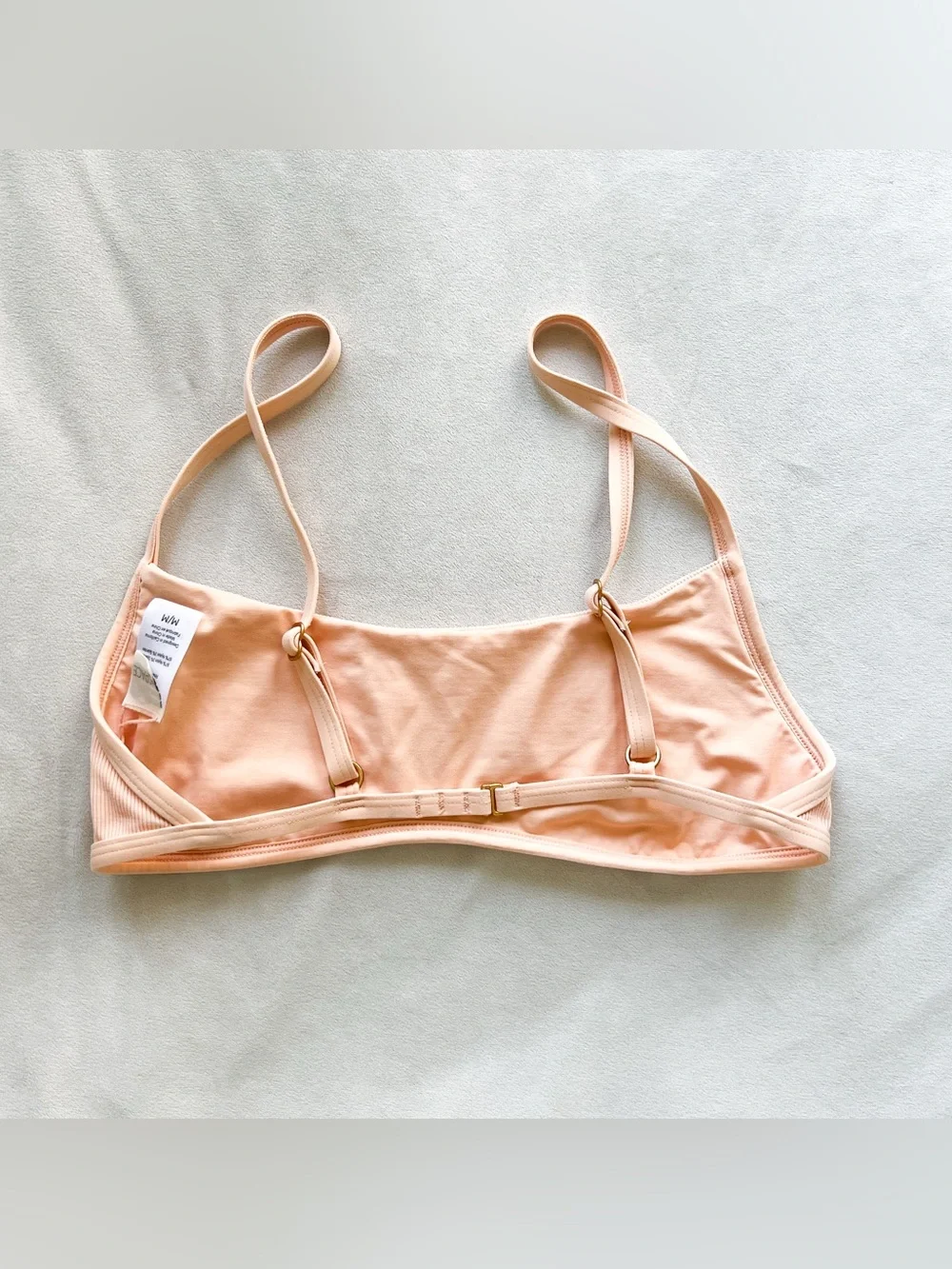 l*space Ribbed Bralette Bikini Top in Peach - Medium
